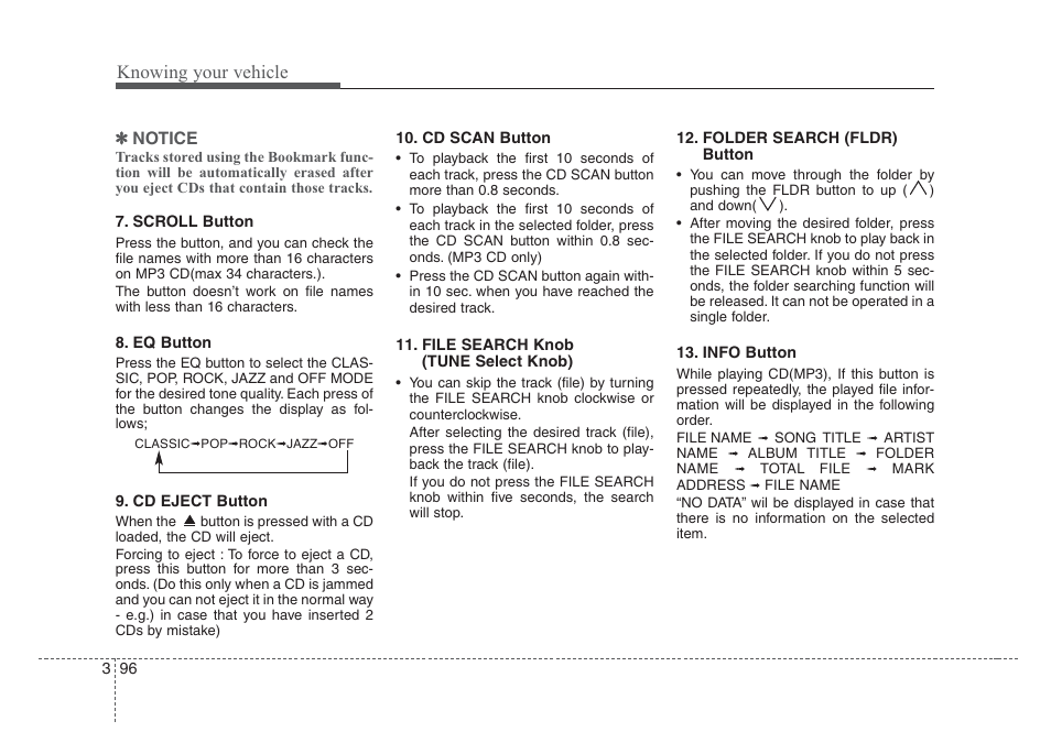 Knowing your vehicle | KIA Rio_Rio5 2008 User Manual | Page 105 / 219