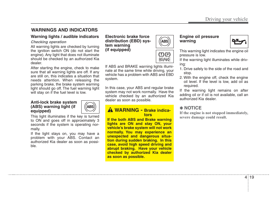 Driving your vehicle, Warning | KIA Rio_Rio5 2008 User Manual | Page 125 / 219