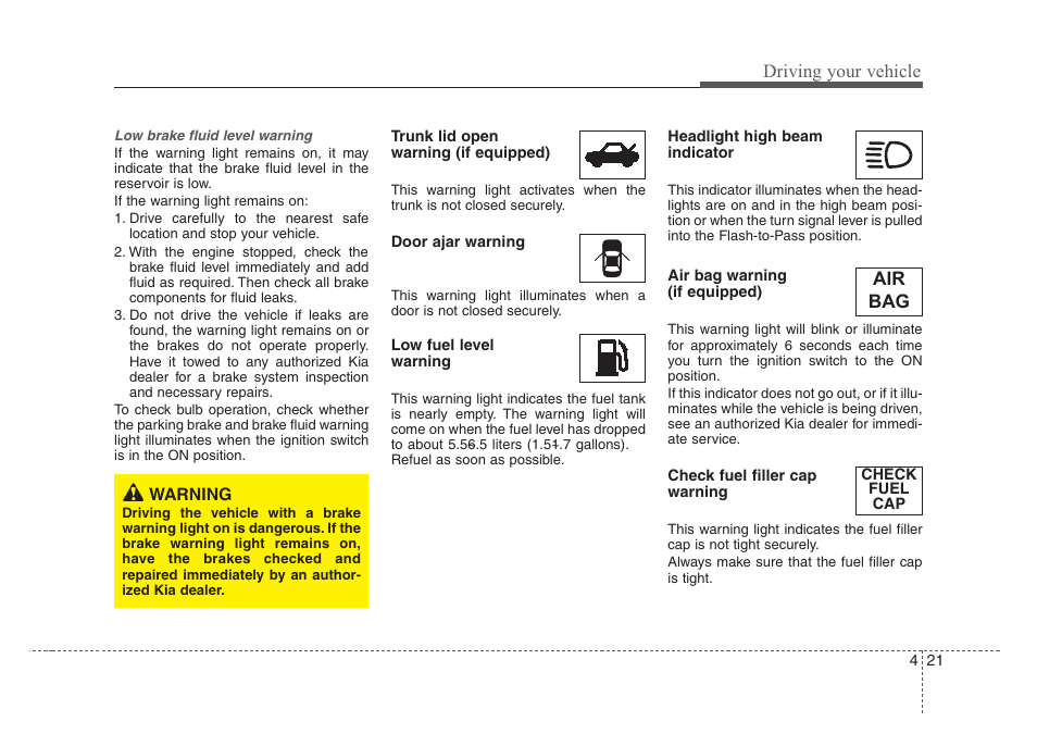 Driving your vehicle, Air bag | KIA Rio_Rio5 2008 User Manual | Page 127 / 219