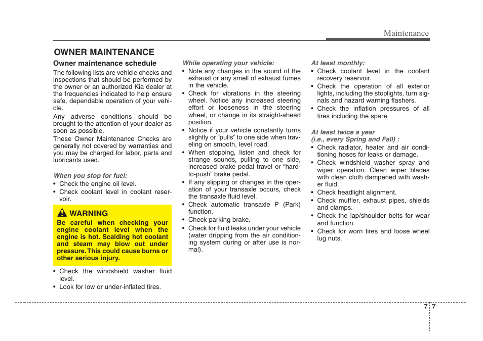 Maintenance owner maintenance | KIA Rio_Rio5 2008 User Manual | Page 183 / 219