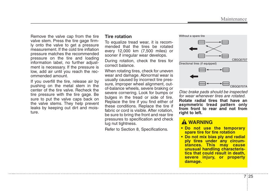 Maintenance, Warning | KIA Rio_Rio5 2008 User Manual | Page 201 / 219