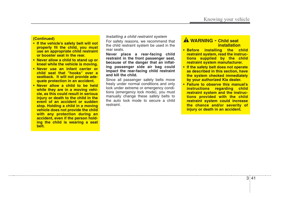 Knowing your vehicle | KIA Rio_Rio5 2008 User Manual | Page 50 / 219