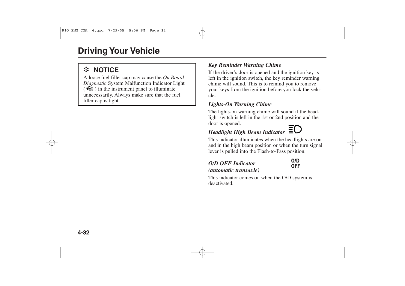 Driving your vehicle | KIA Rio_Rio5 2005 User Manual | Page 113 / 238