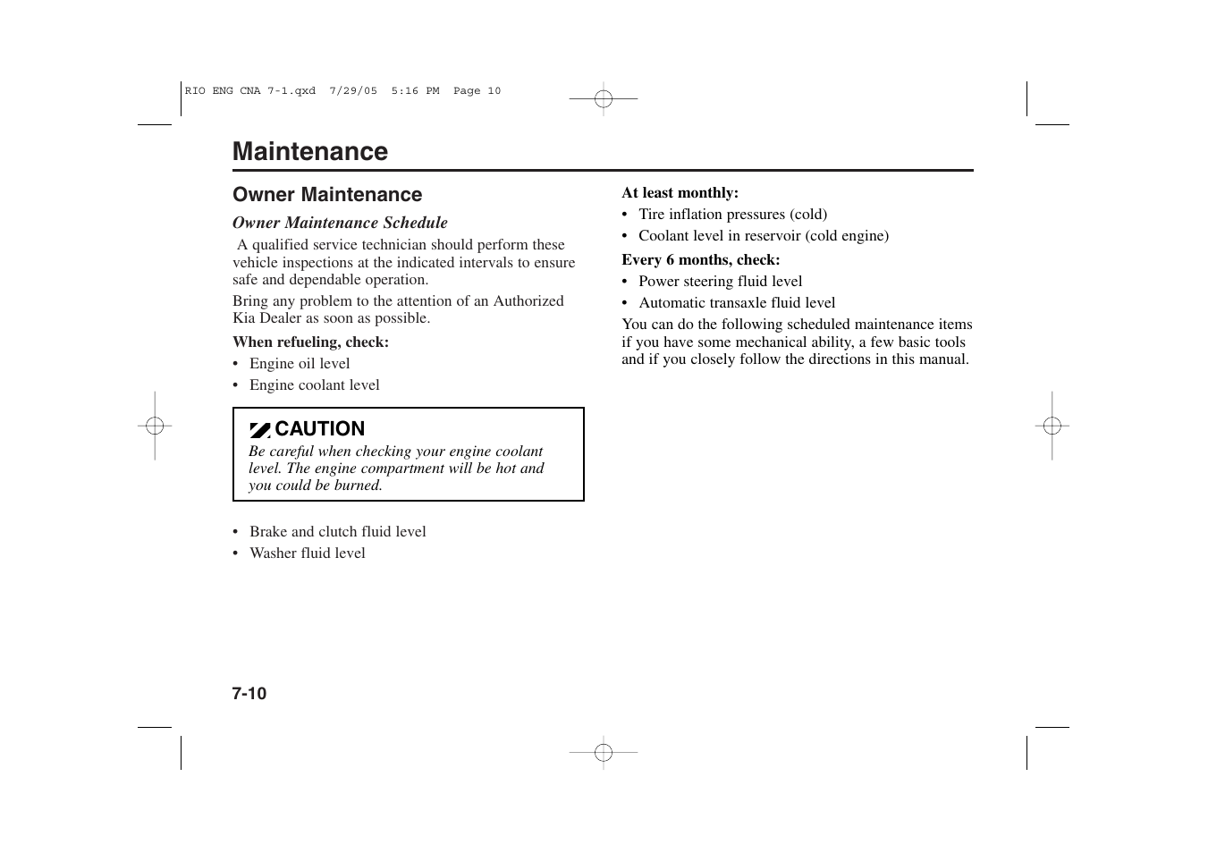Maintenance | KIA Rio_Rio5 2005 User Manual | Page 182 / 238