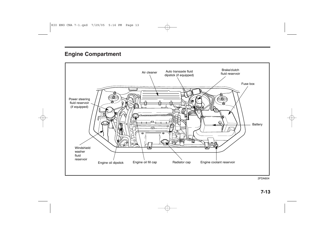 Engine compartment | KIA Rio_Rio5 2005 User Manual | Page 185 / 238