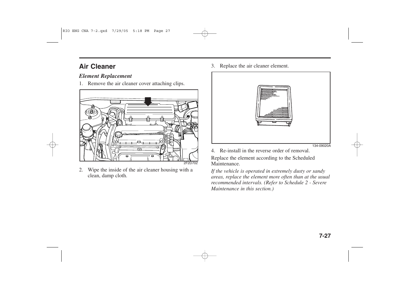 Air cleaner | KIA Rio_Rio5 2005 User Manual | Page 199 / 238
