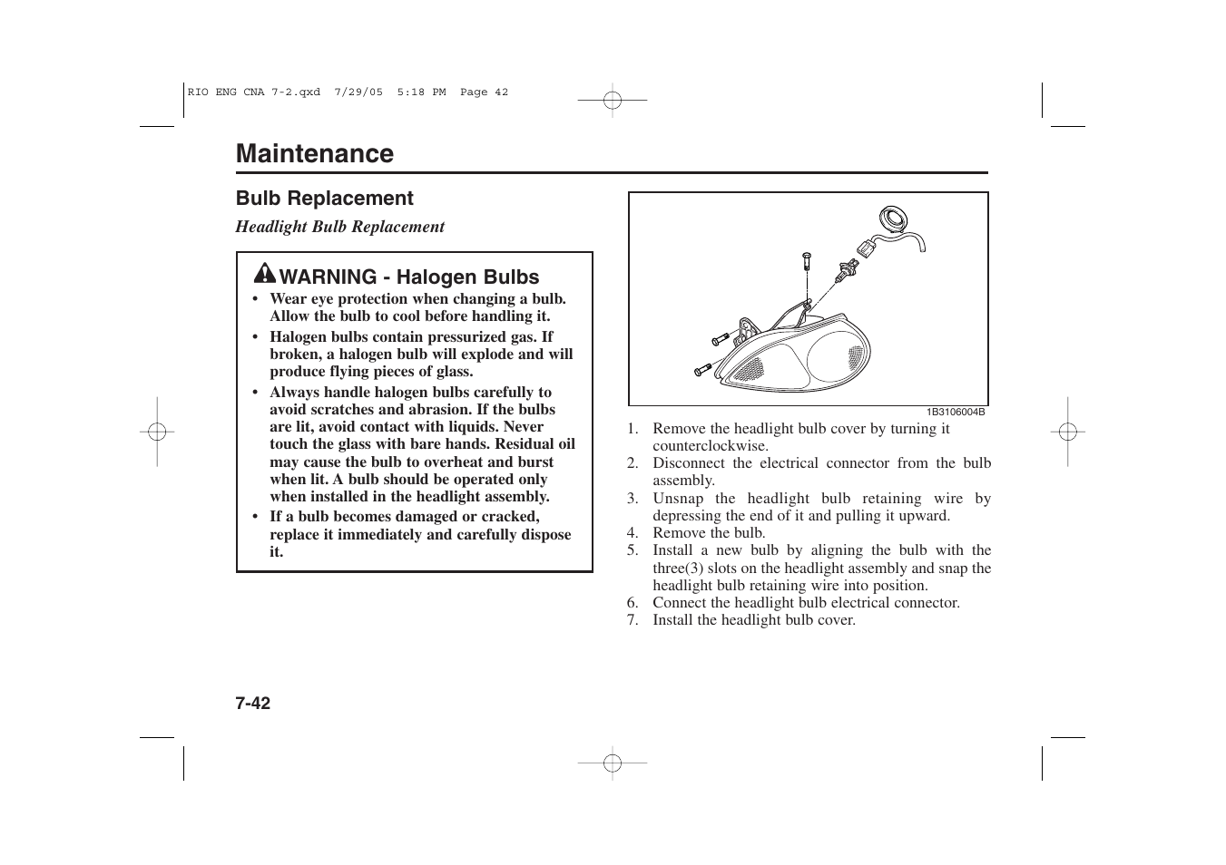 Maintenance | KIA Rio_Rio5 2005 User Manual | Page 214 / 238
