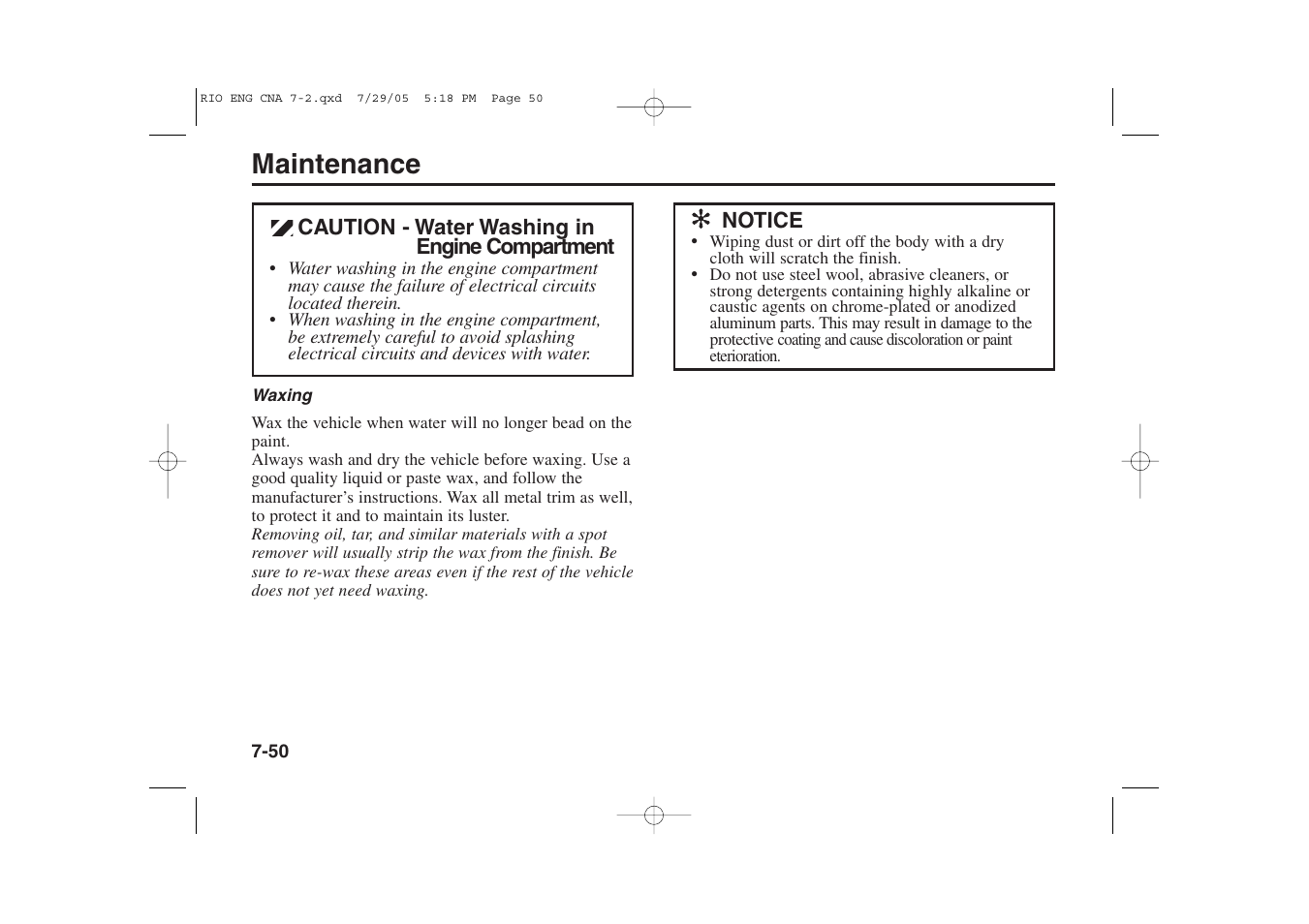 Maintenance | KIA Rio_Rio5 2005 User Manual | Page 222 / 238
