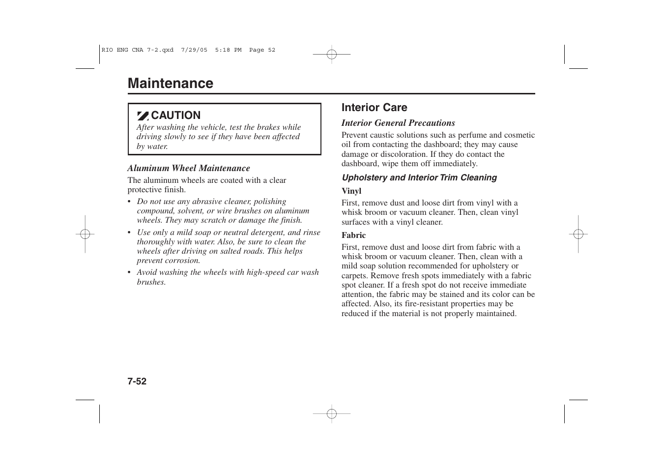 Maintenance | KIA Rio_Rio5 2005 User Manual | Page 224 / 238