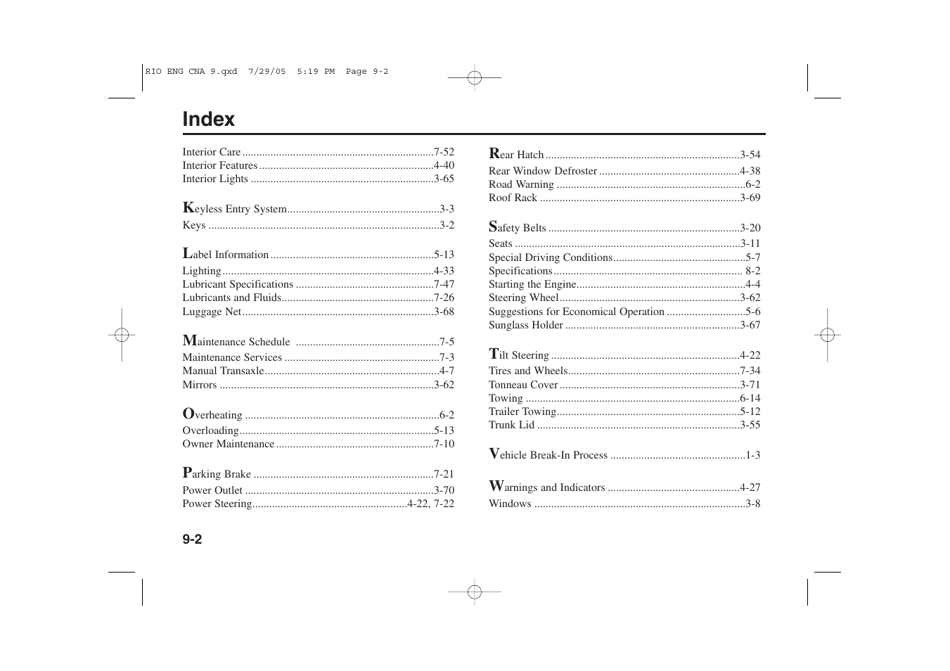 Index | KIA Rio_Rio5 2005 User Manual | Page 232 / 238