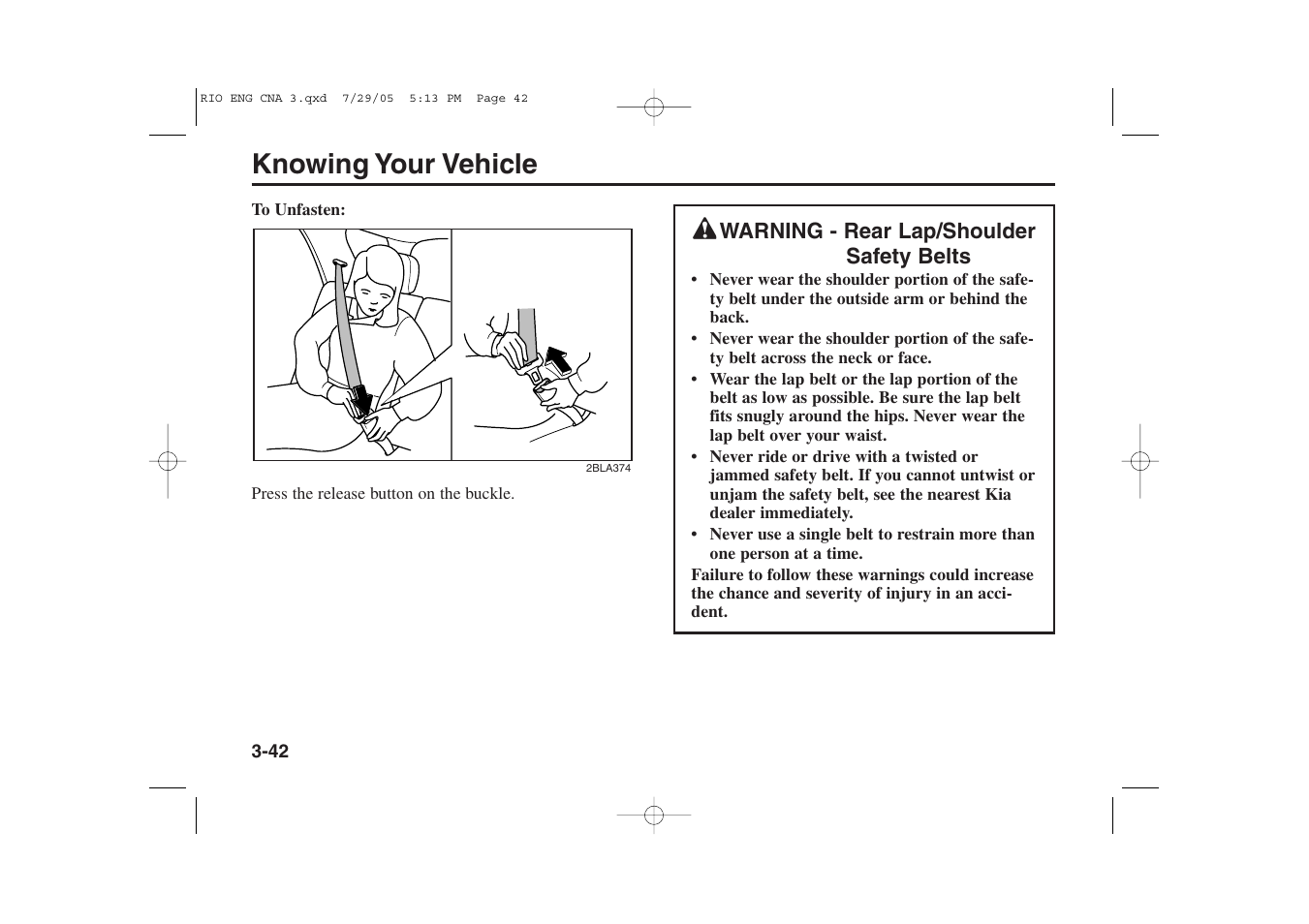 Knowing your vehicle | KIA Rio_Rio5 2005 User Manual | Page 52 / 238