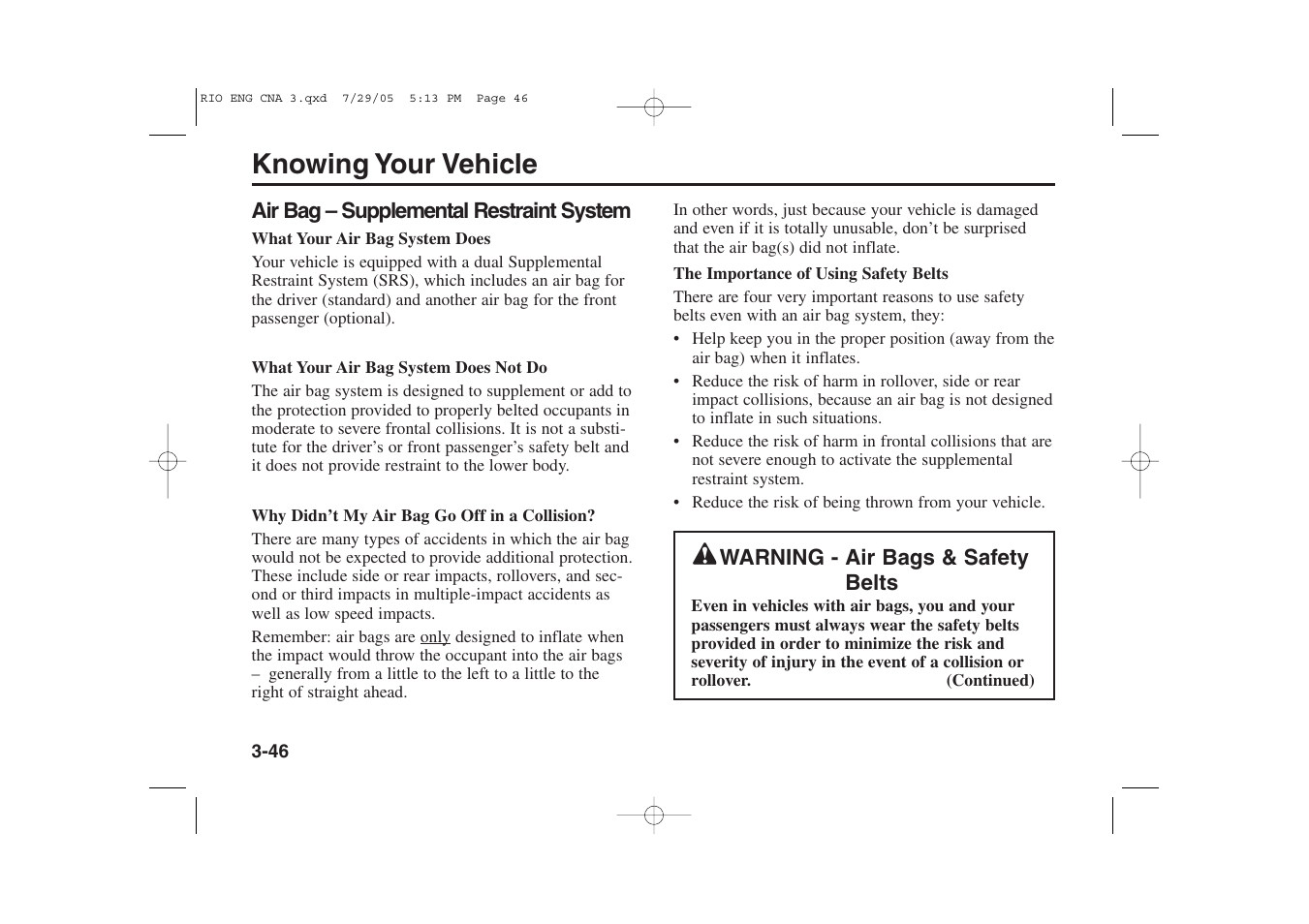 Knowing your vehicle | KIA Rio_Rio5 2005 User Manual | Page 56 / 238