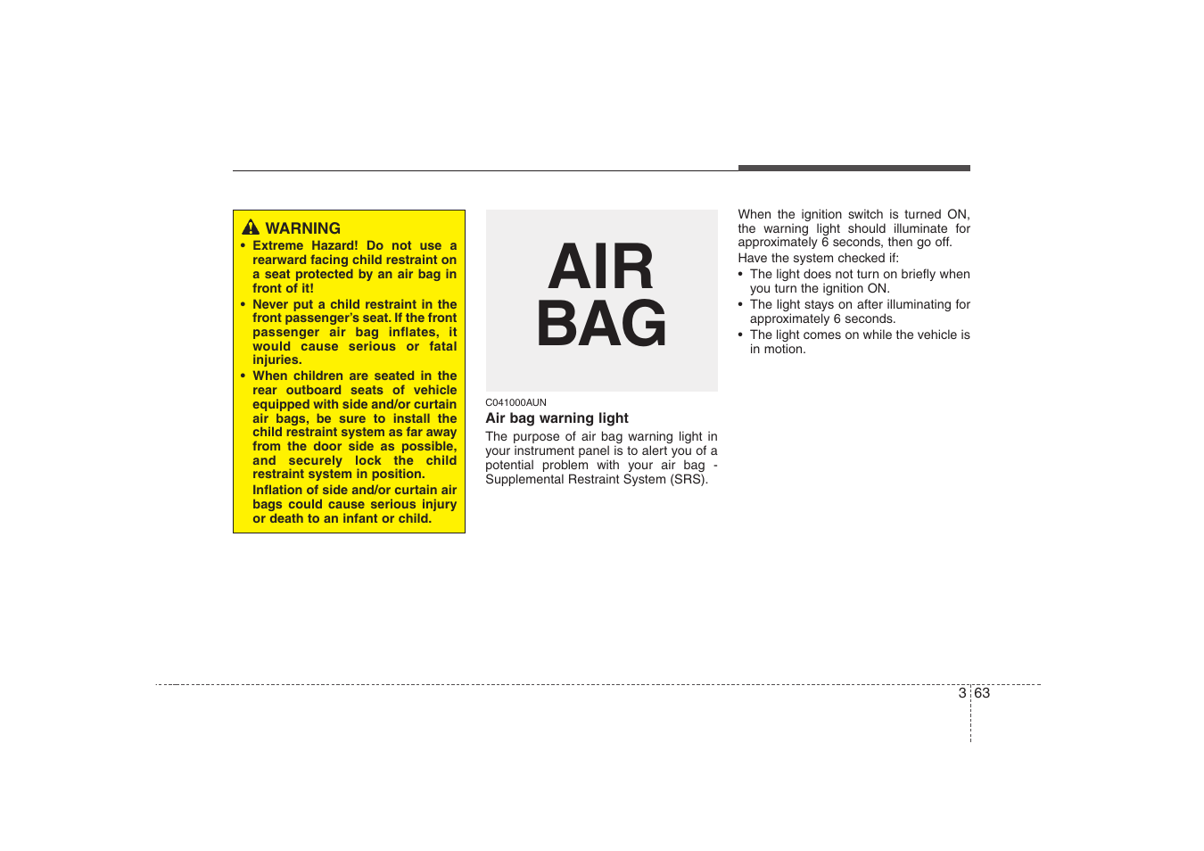 Air bag | KIA Rondo 2008 User Manual | Page 76 / 341