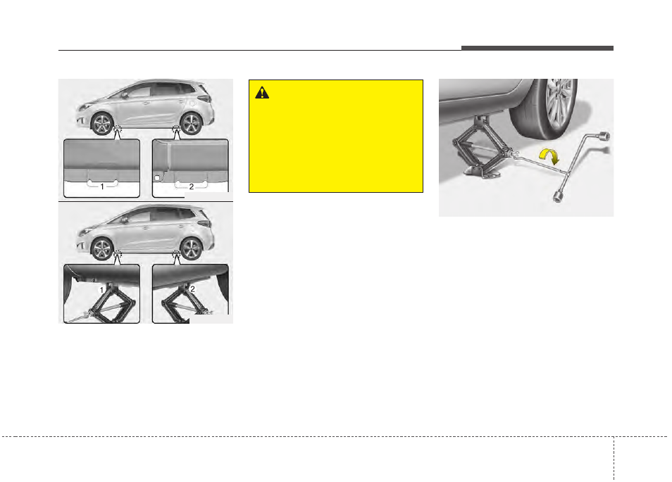 What to do in an emergency, Warning | KIA Rondo 2014 User Manual | Page 403 / 517
