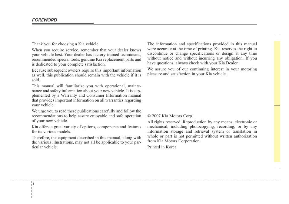 KIA Sorento 2008 User Manual | Page 2 / 326