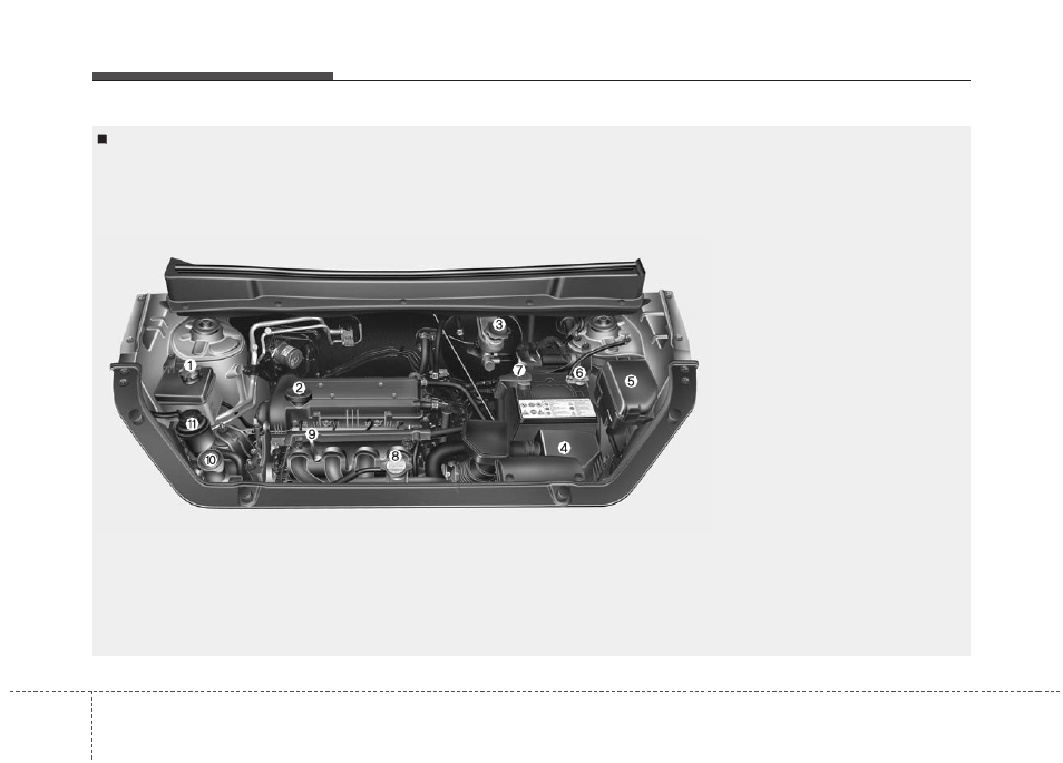 Maintenance, Engine compartment | KIA Soul 2011 User Manual | Page 282 / 356