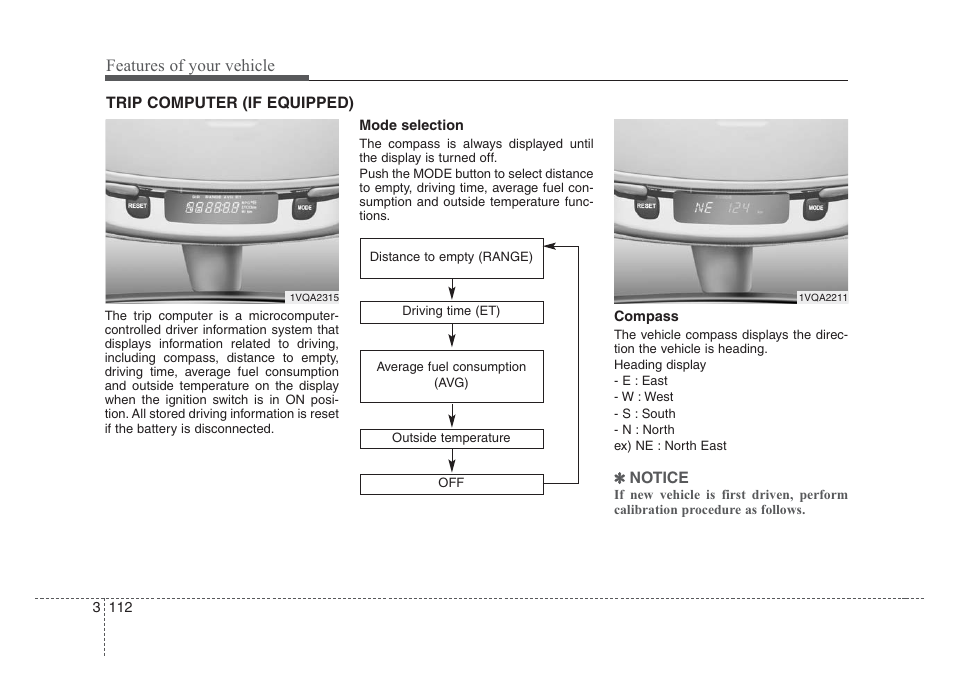 Features of your vehicle | KIA Sedona 2008 User Manual | Page 121 / 339