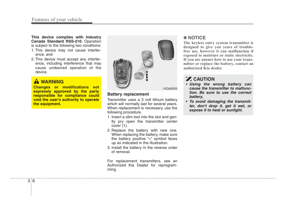 Features of your vehicle | KIA Sedona 2008 User Manual | Page 15 / 339