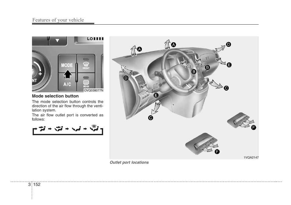 Features of your vehicle | KIA Sedona 2008 User Manual | Page 161 / 339