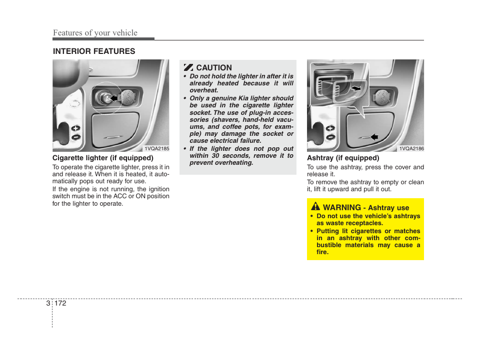 Features of your vehicle | KIA Sedona 2008 User Manual | Page 181 / 339