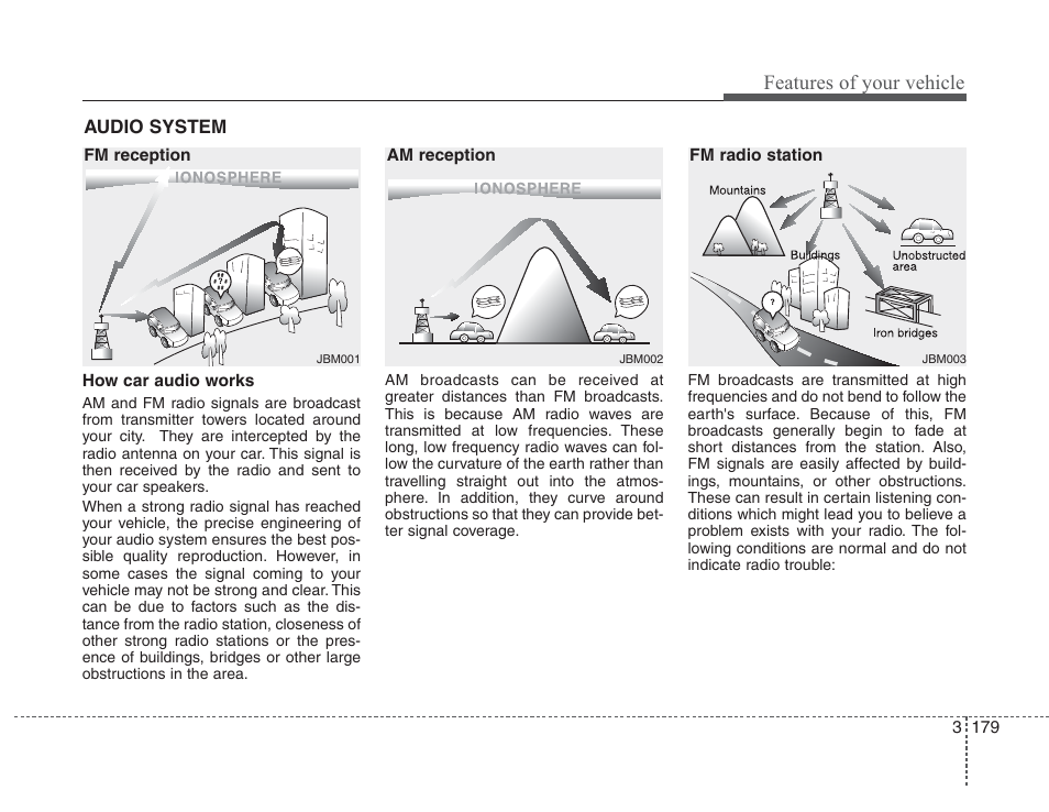 Features of your vehicle, Audio system | KIA Sedona 2008 User Manual | Page 188 / 339