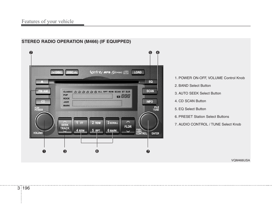 Features of your vehicle | KIA Sedona 2008 User Manual | Page 205 / 339