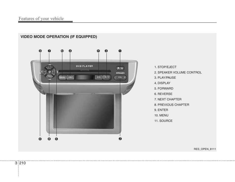 Features of your vehicle | KIA Sedona 2008 User Manual | Page 219 / 339