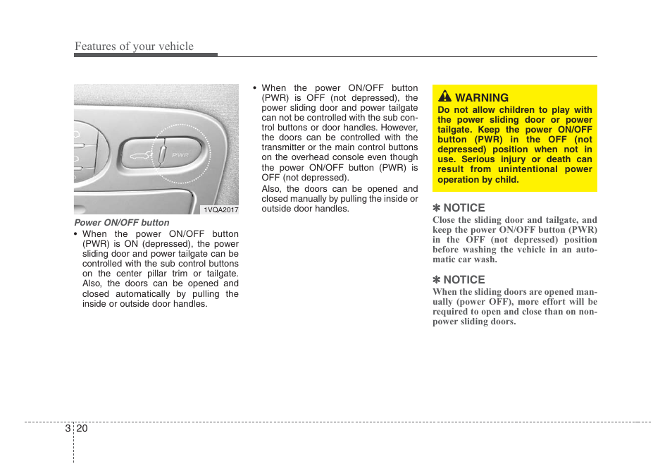 Features of your vehicle | KIA Sedona 2008 User Manual | Page 29 / 339