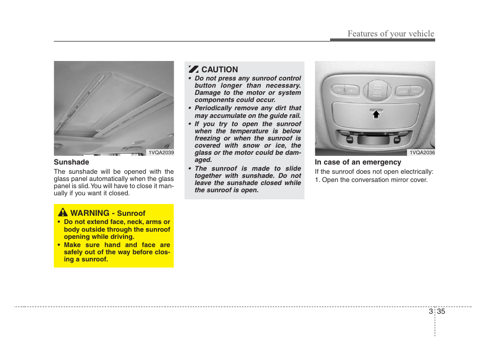 Features of your vehicle | KIA Sedona 2008 User Manual | Page 44 / 339