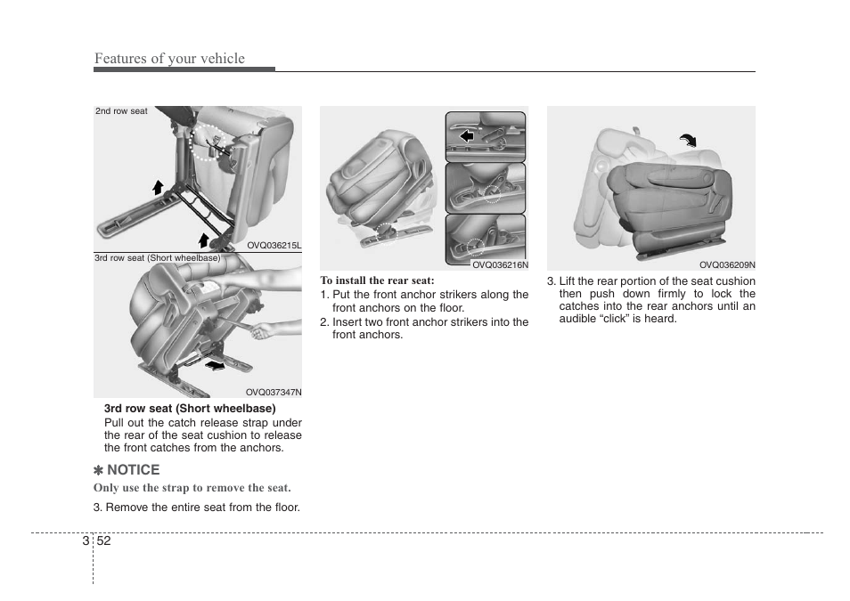 Features of your vehicle | KIA Sedona 2008 User Manual | Page 61 / 339