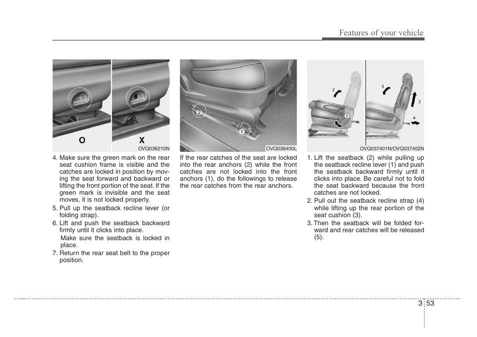 Features of your vehicle | KIA Sedona 2008 User Manual | Page 62 / 339