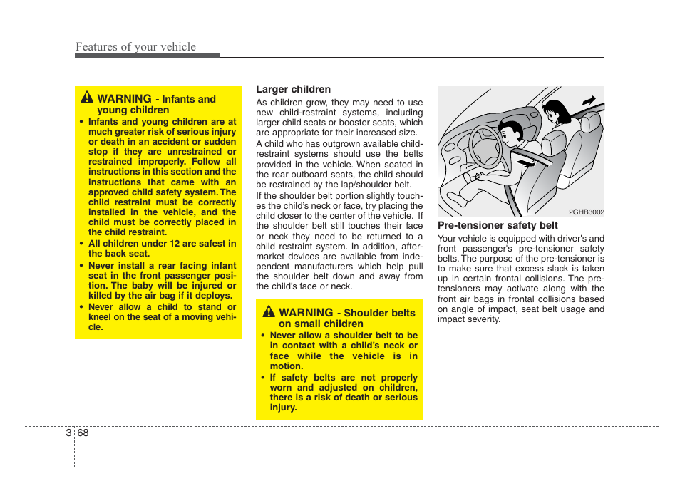 Features of your vehicle | KIA Sedona 2008 User Manual | Page 77 / 339