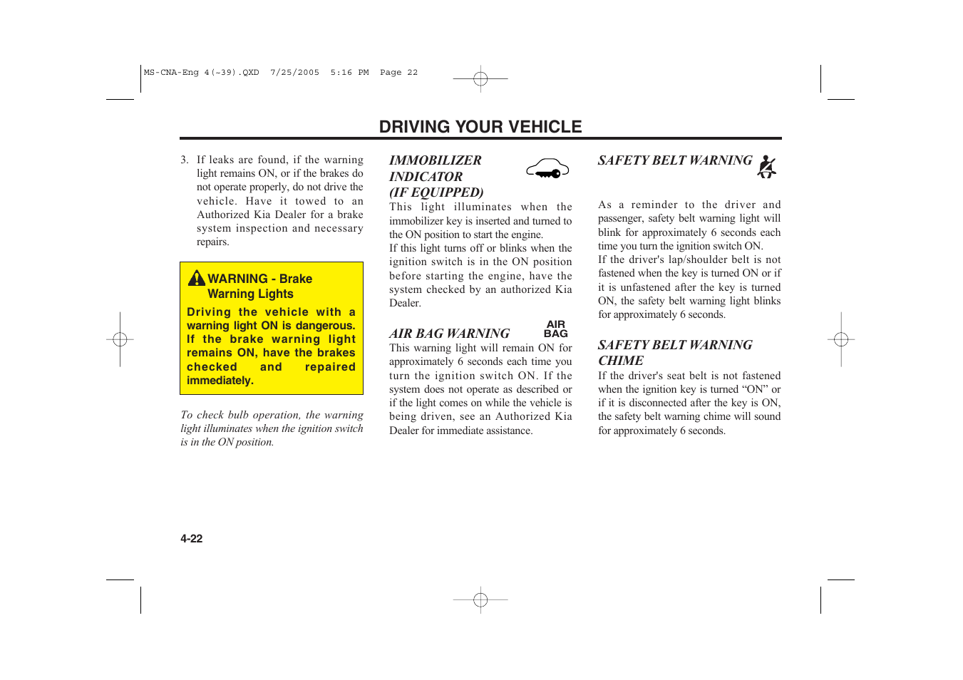 Driving your vehicle | KIA Magentis 2006 User Manual | Page 101 / 225