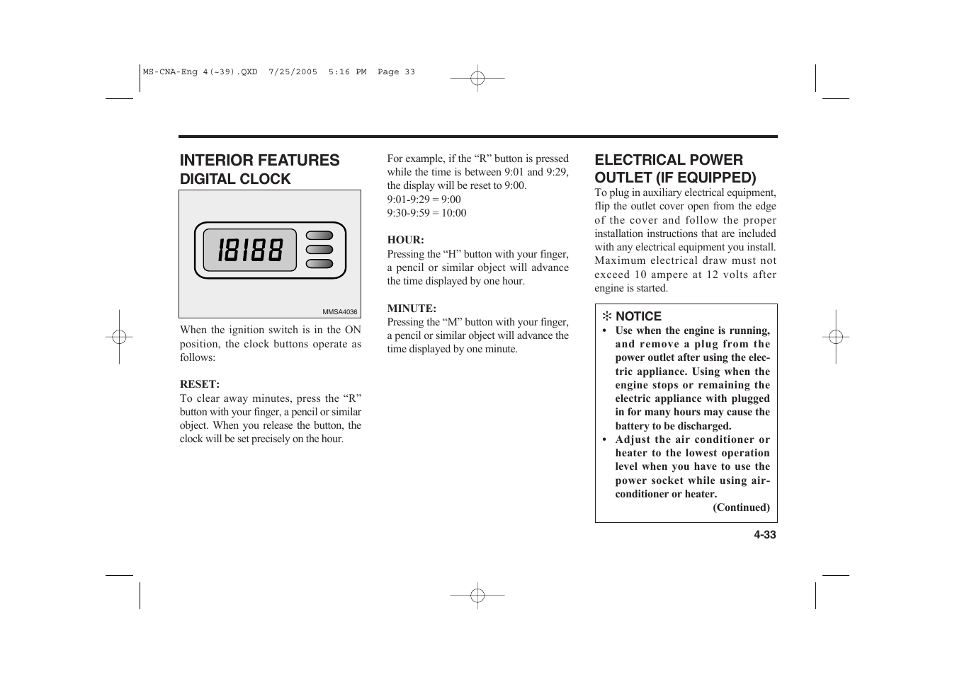 Interior features | KIA Magentis 2006 User Manual | Page 112 / 225