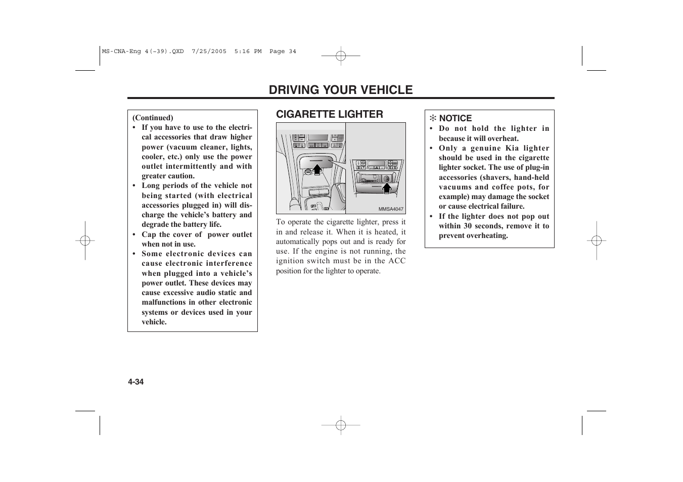 Driving your vehicle | KIA Magentis 2006 User Manual | Page 113 / 225