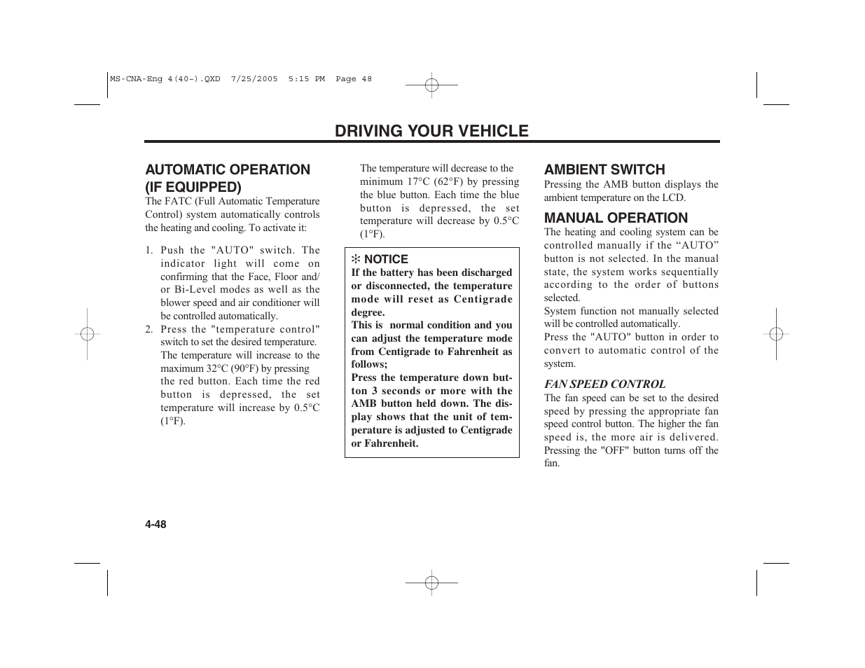 Driving your vehicle | KIA Magentis 2006 User Manual | Page 127 / 225