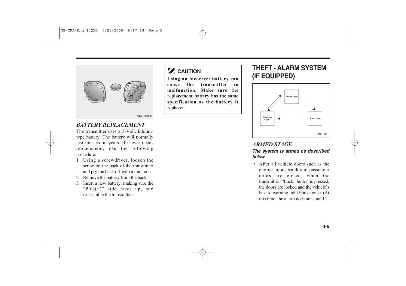 Theft - alarm system (if equipped) | KIA Magentis 2006 User Manual | Page 14 / 225