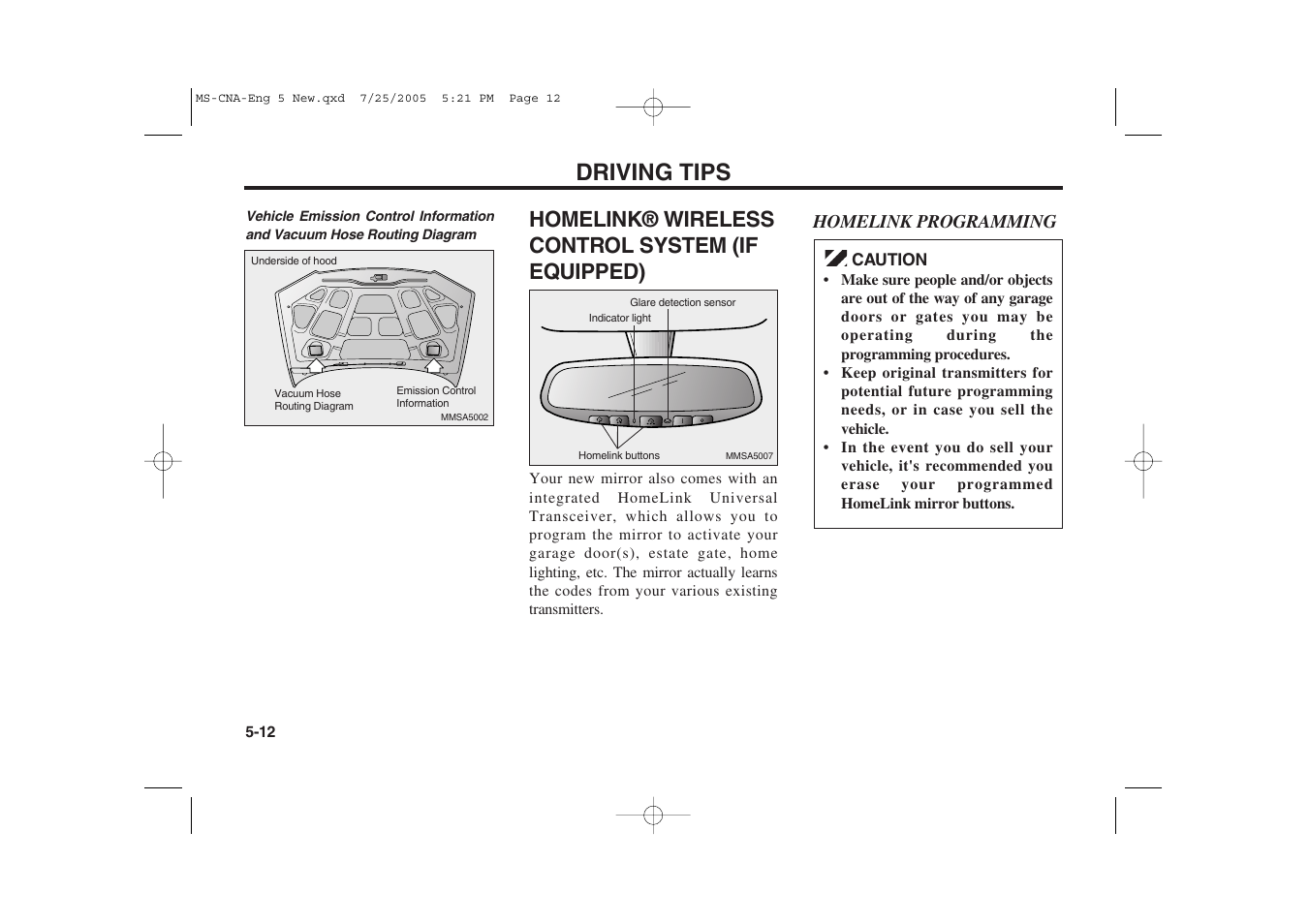 Driving tips, Homelink® wireless control system (if equipped) | KIA Magentis 2006 User Manual | Page 148 / 225