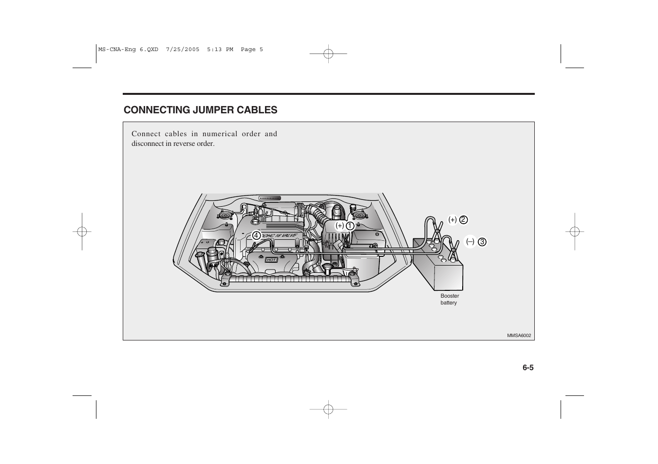 Connecting jumper cables | KIA Magentis 2006 User Manual | Page 156 / 225