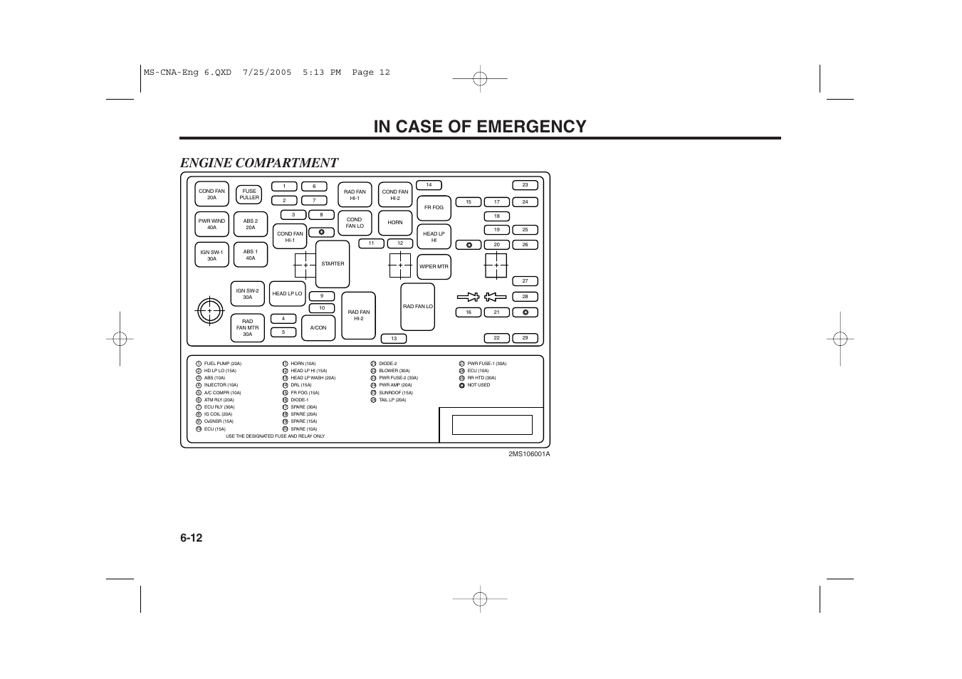Engine compartment | KIA Magentis 2006 User Manual | Page 163 / 225