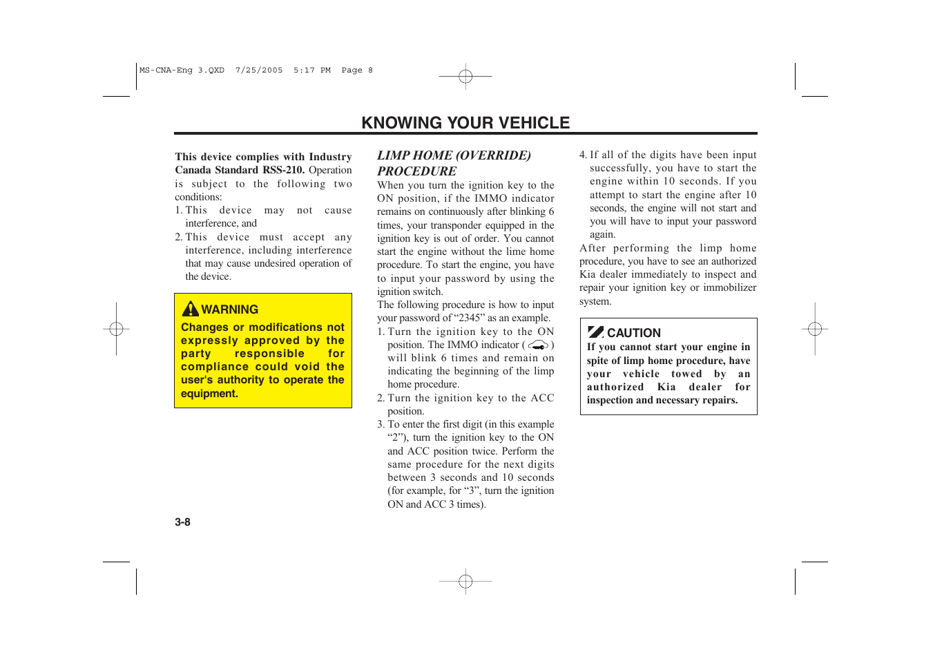Knowing your vehicle | KIA Magentis 2006 User Manual | Page 17 / 225