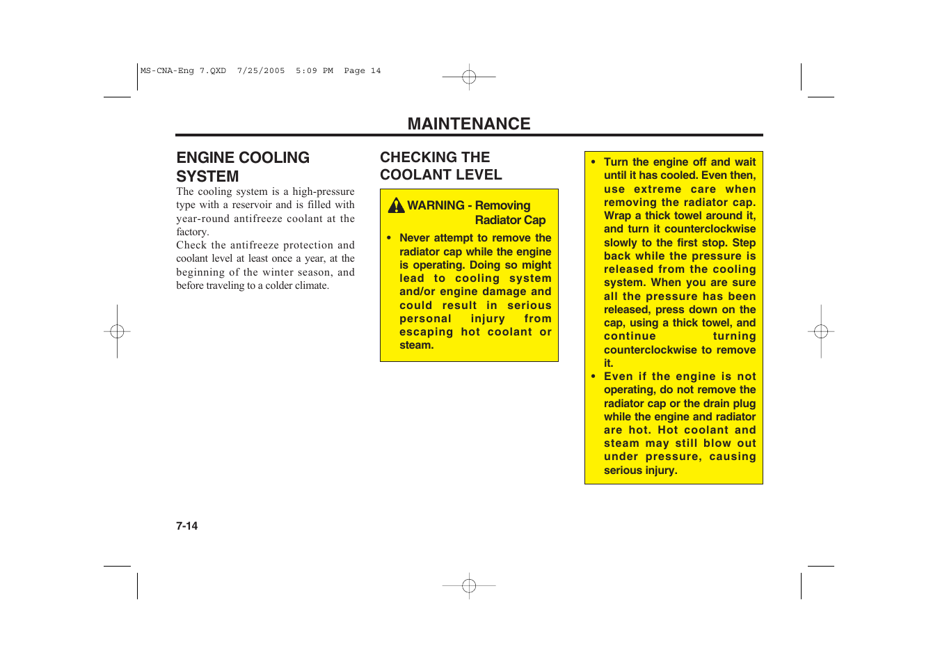 Maintenance | KIA Magentis 2006 User Manual | Page 190 / 225