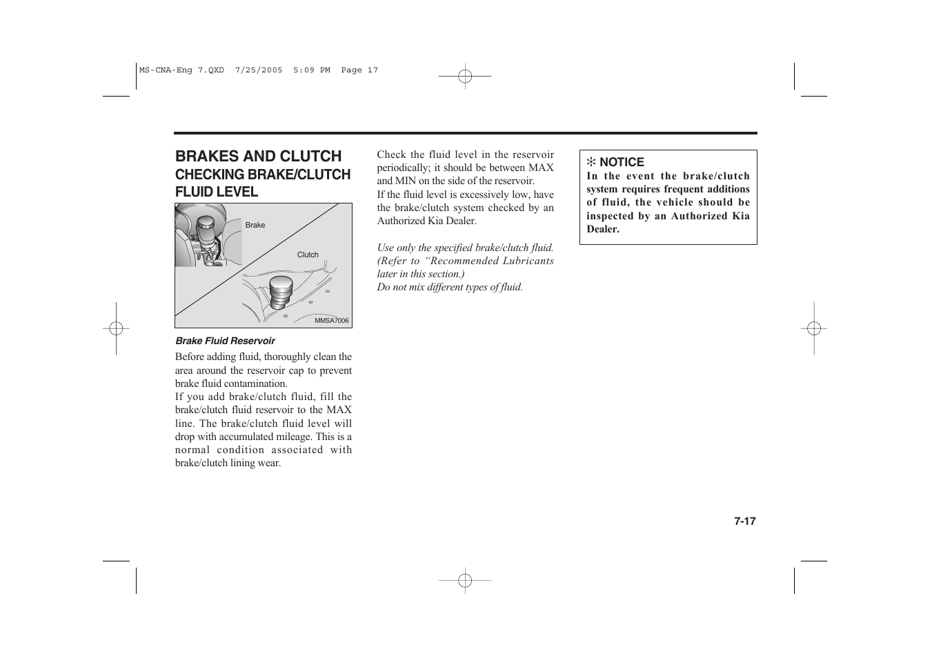 Brakes and clutch | KIA Magentis 2006 User Manual | Page 193 / 225
