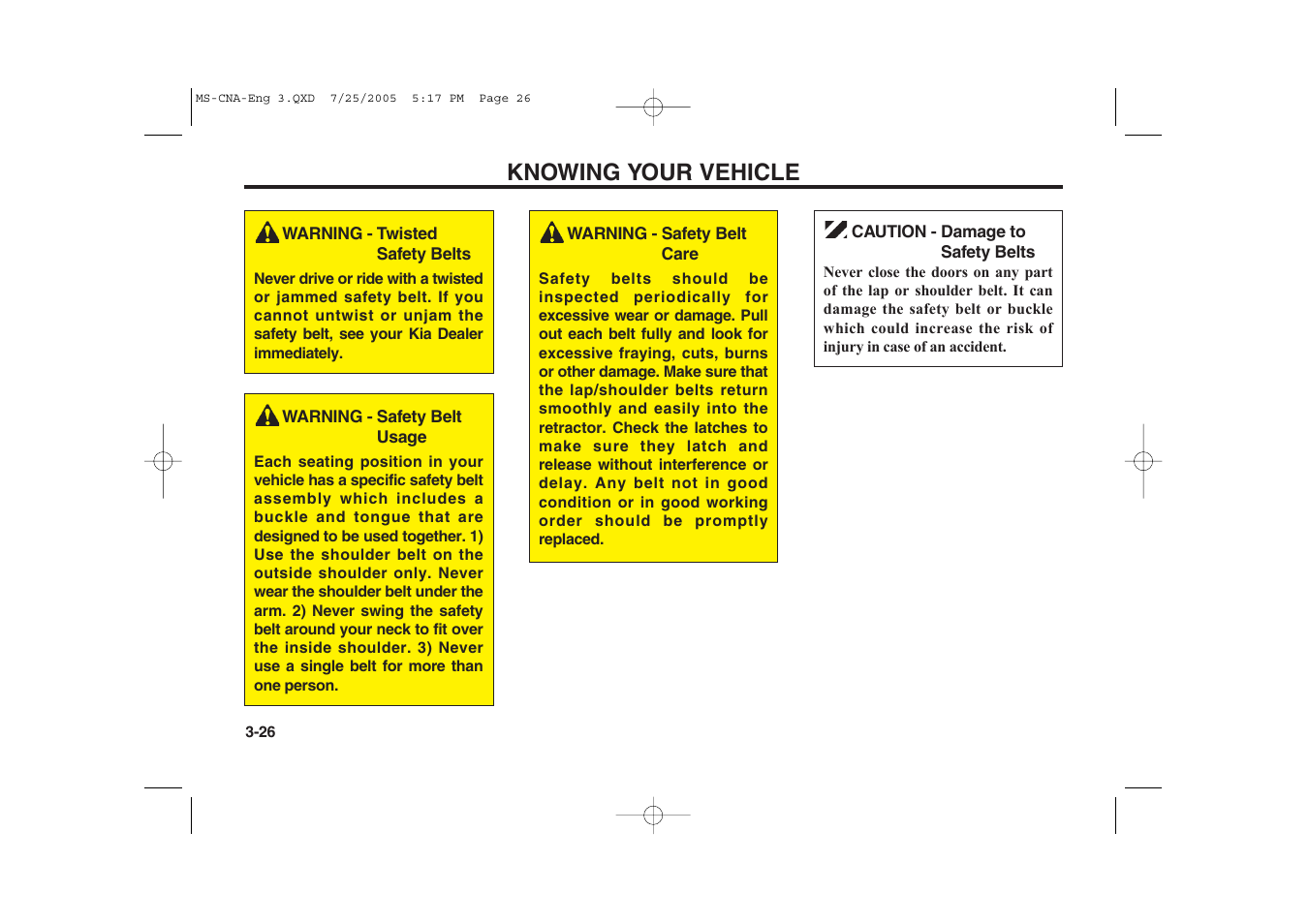 Knowing your vehicle | KIA Magentis 2006 User Manual | Page 35 / 225