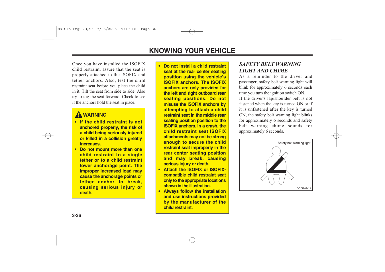 Knowing your vehicle | KIA Magentis 2006 User Manual | Page 45 / 225