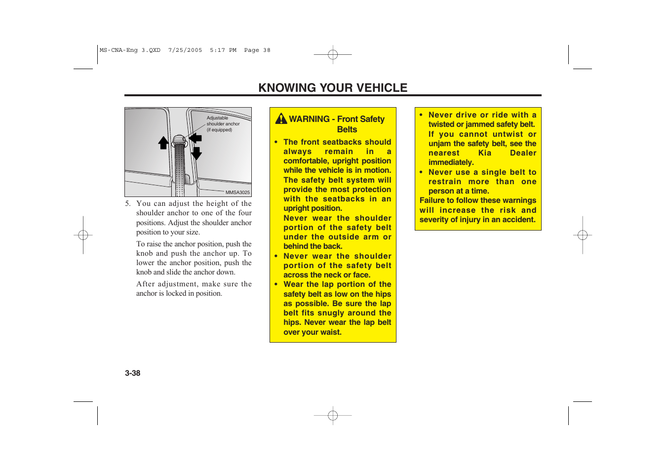 Knowing your vehicle | KIA Magentis 2006 User Manual | Page 47 / 225