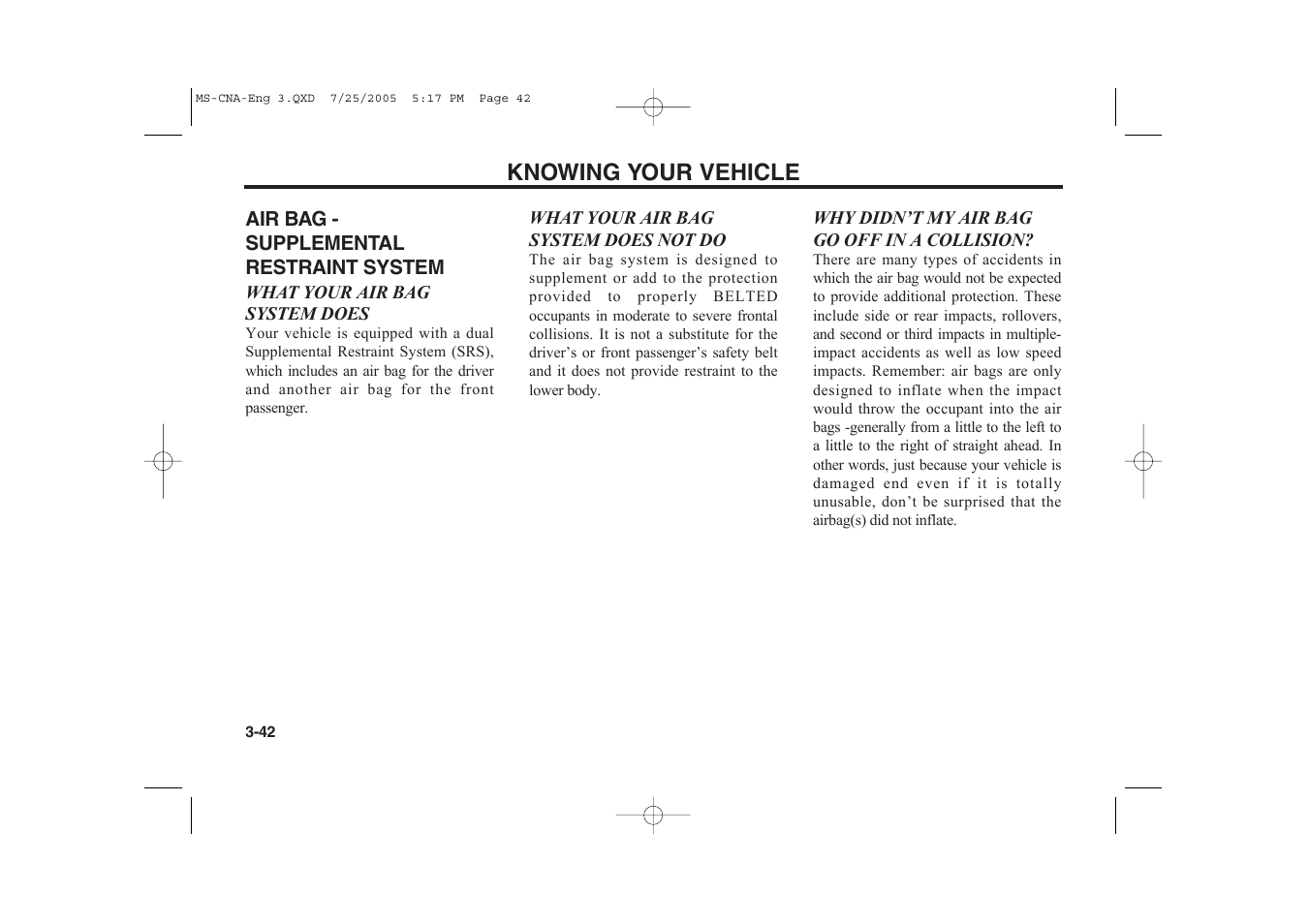 Knowing your vehicle | KIA Magentis 2006 User Manual | Page 51 / 225