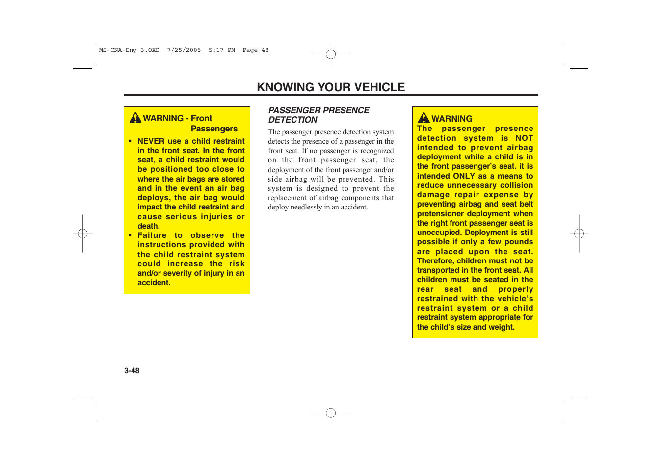 Knowing your vehicle | KIA Magentis 2006 User Manual | Page 57 / 225