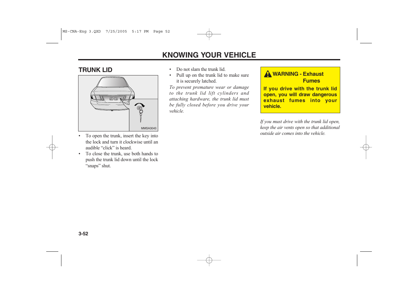 Knowing your vehicle | KIA Magentis 2006 User Manual | Page 61 / 225