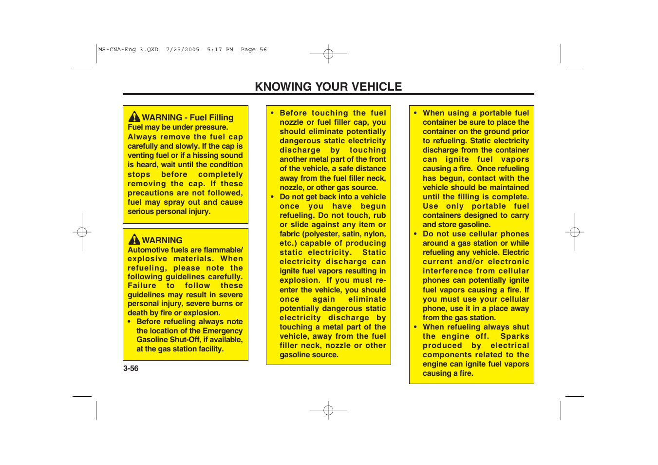 Knowing your vehicle | KIA Magentis 2006 User Manual | Page 65 / 225